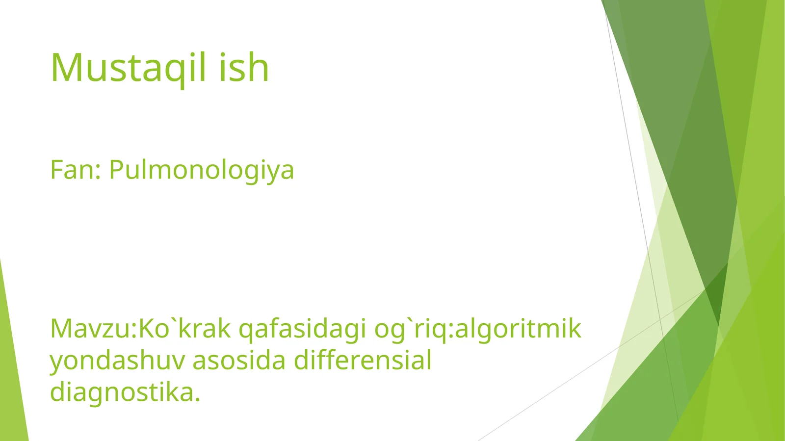 Pulmonologiya: Ko`krak qafasidagi og`riq