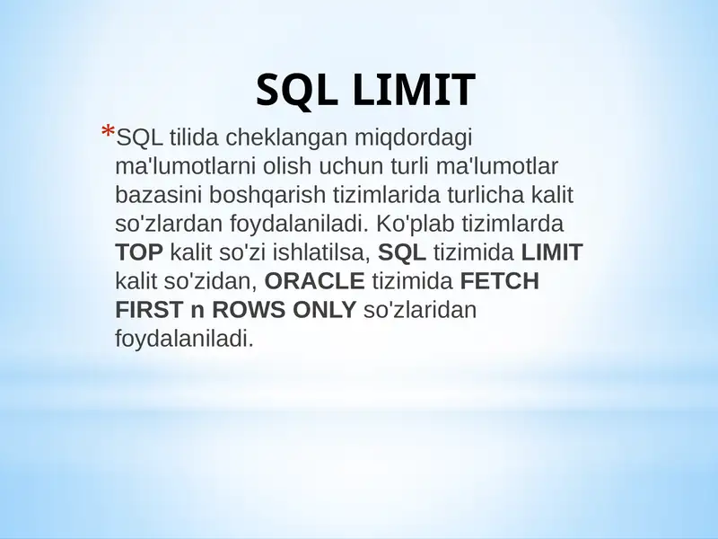 SQL LIMIT