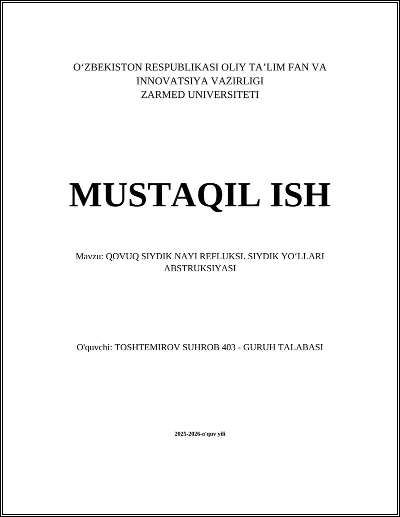 QOVUQ SIYDIK NAYI REFLUKSI