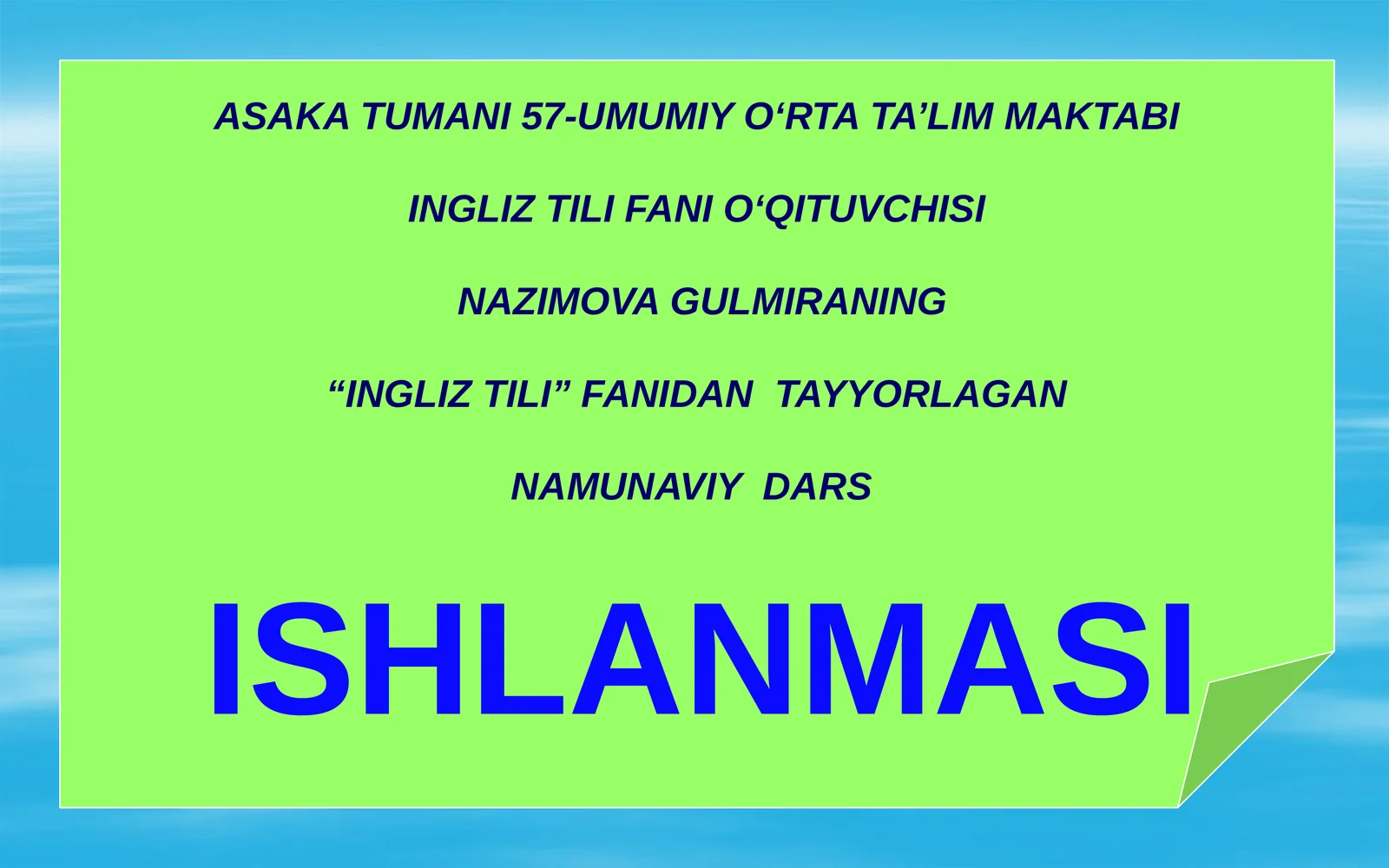 Ingliz Tili Fanio‘qituvchisi