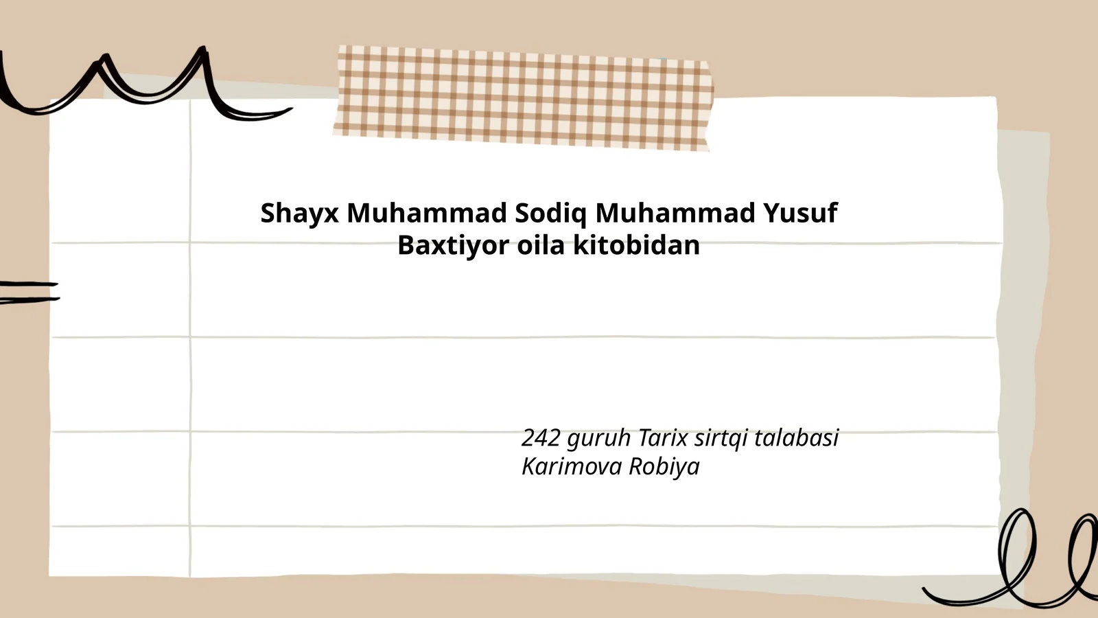 Shayx Muhammad Sodiq Muhammad Yusuf Baxtiyor oila kitobi