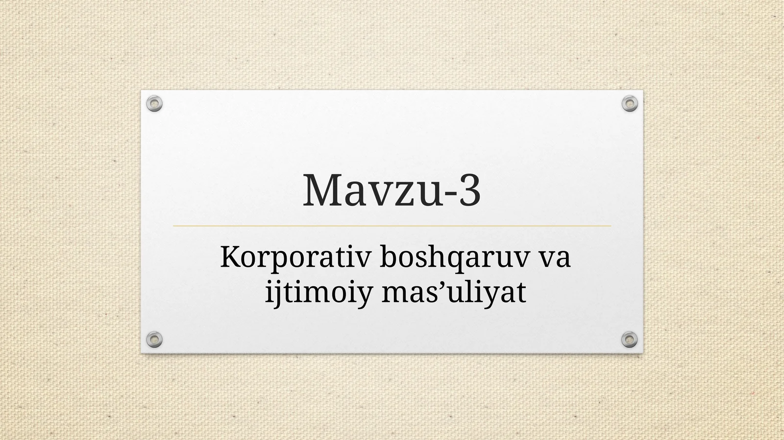 Korporativ boshqaruv va ijtimoiy mas’uliyat