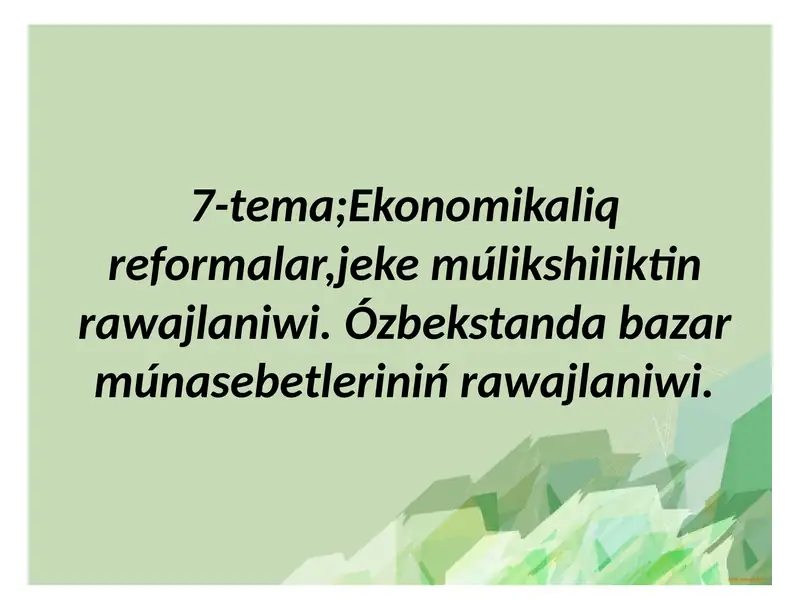 Ekonomikaliq reformalar qaraqalpaqsha