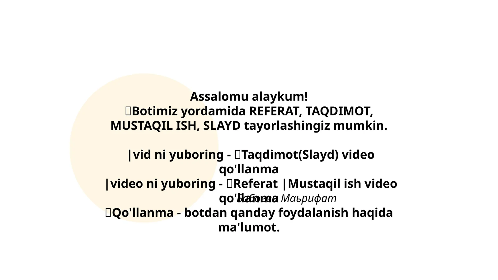 Taqdimot(Slayd) video qo'llanma