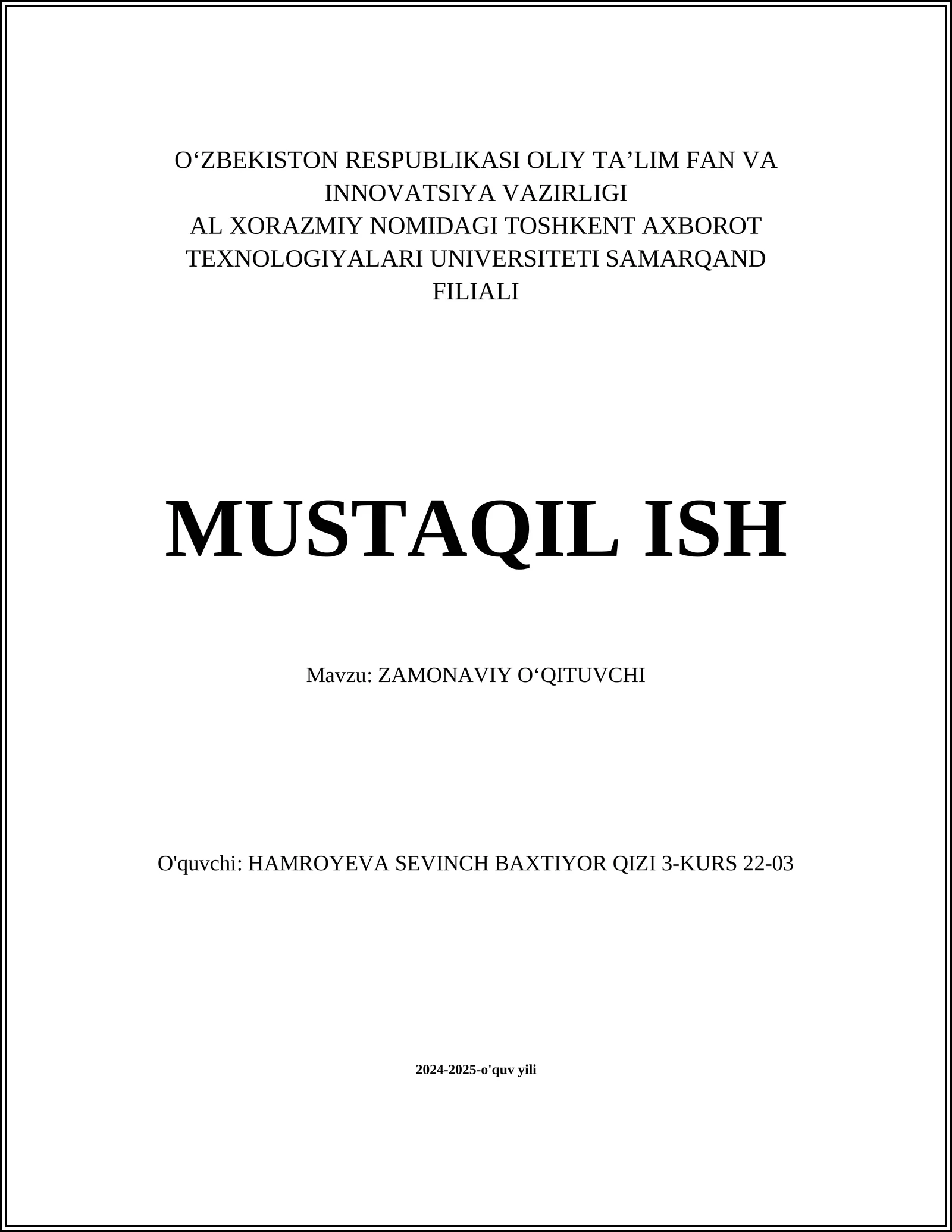 ZAMONAVIY O‘QITUVCHI