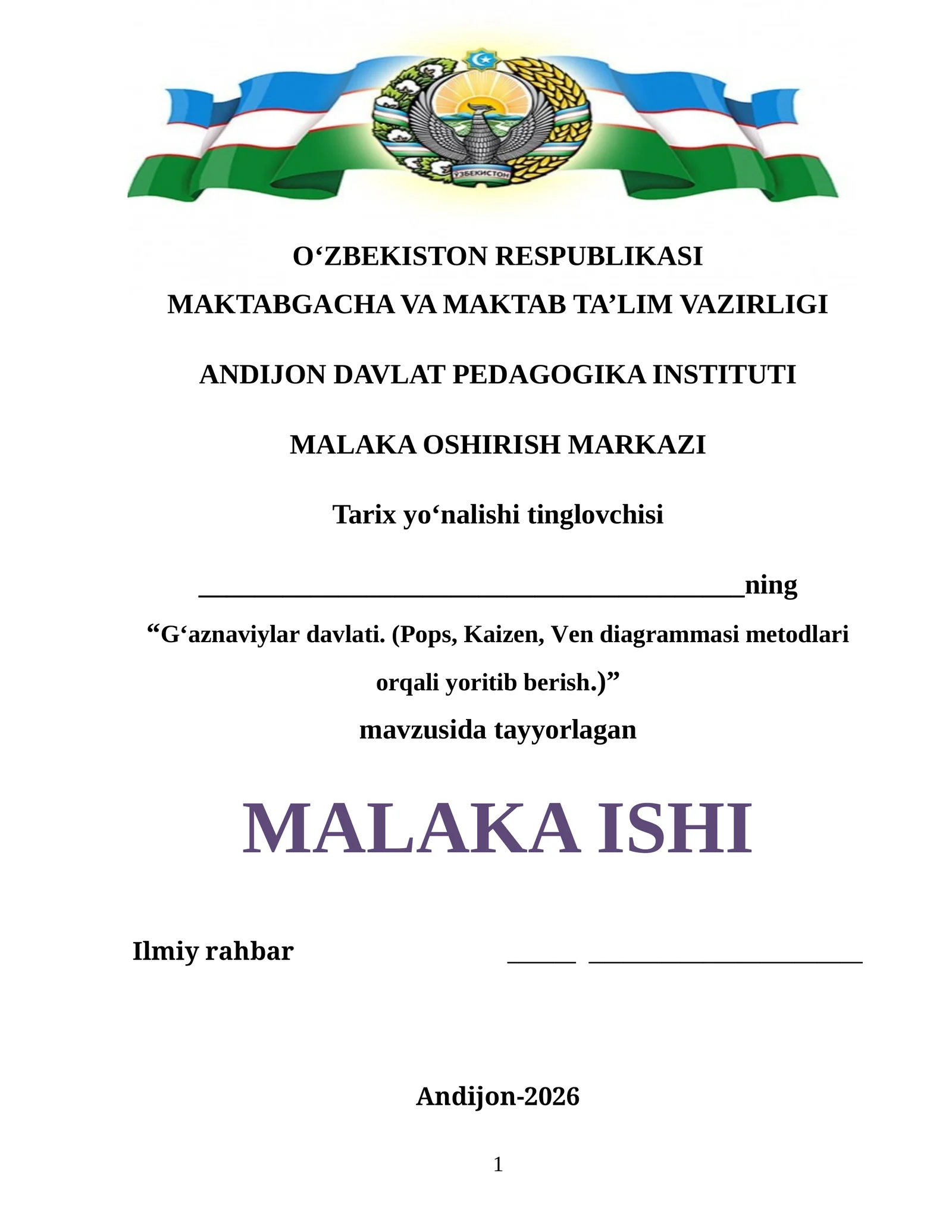 G‘aznaviylar davlati (POPS, KAIZEN, Venn diagrammasi metodlari orqali yoritib berish)