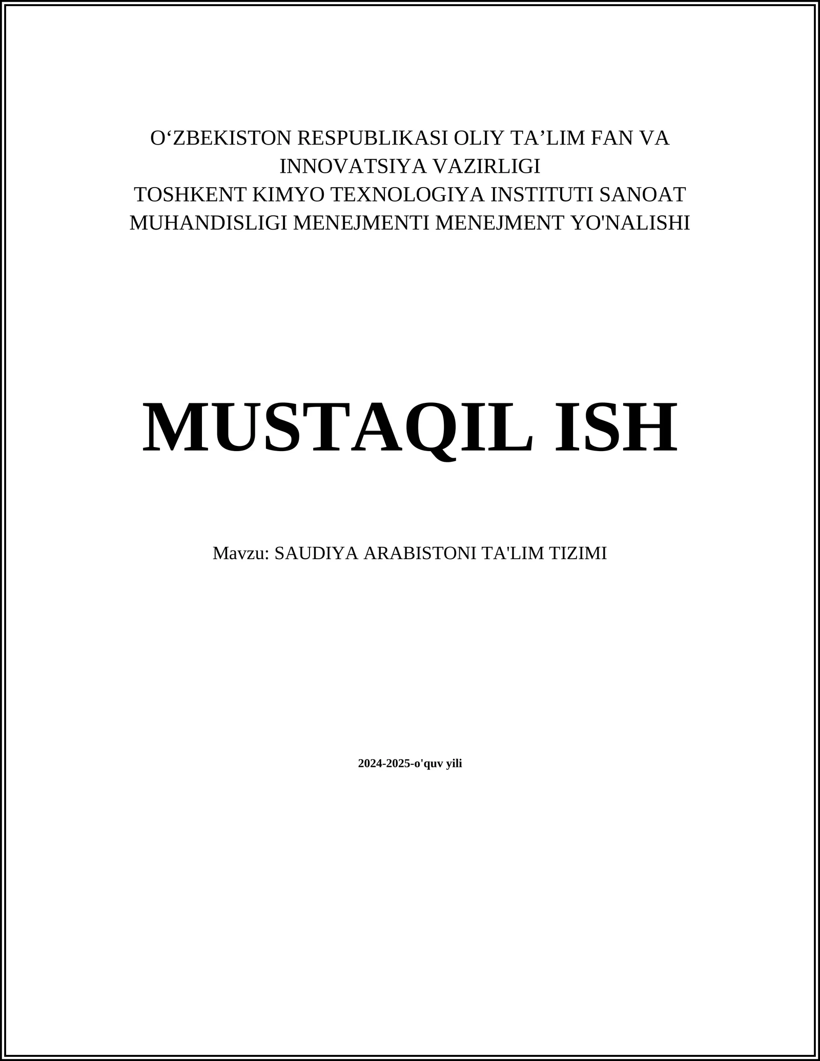 SAUDIYA ARABISTONI TA'LIM TIZIMI