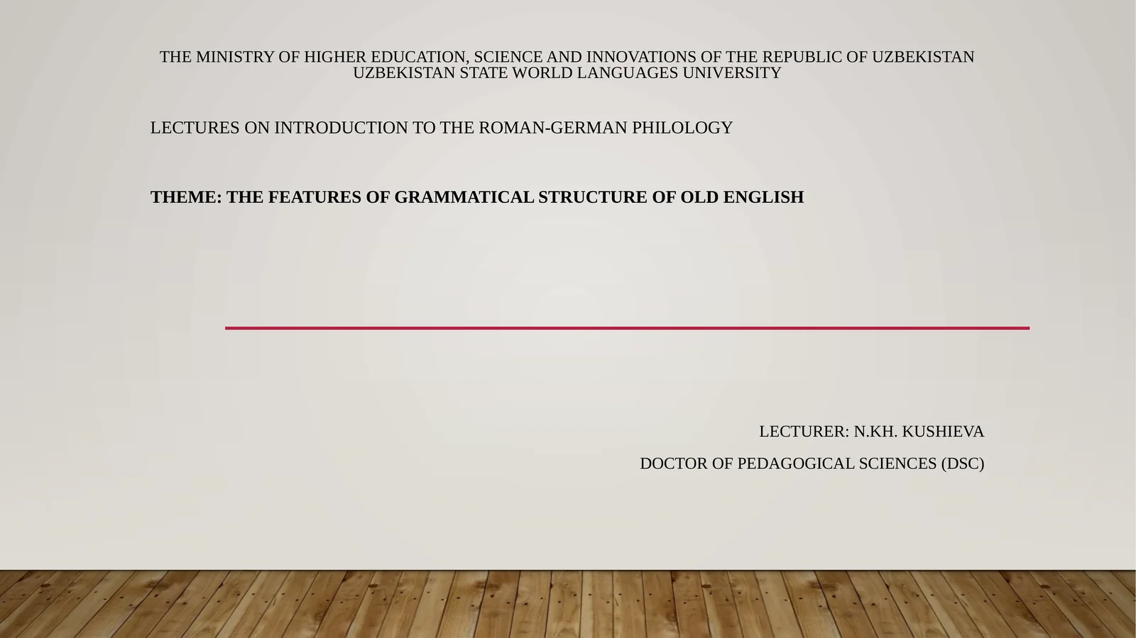 Lectures on Introduction to the Roman-German Philology