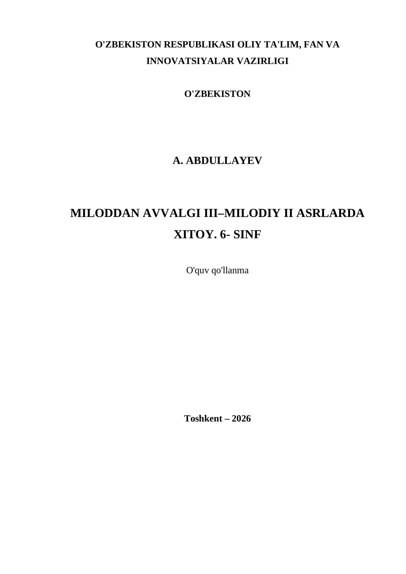 MILODDAN AVVALGI III–MILODIY II ASRLARDA XITOY. 6- SINF