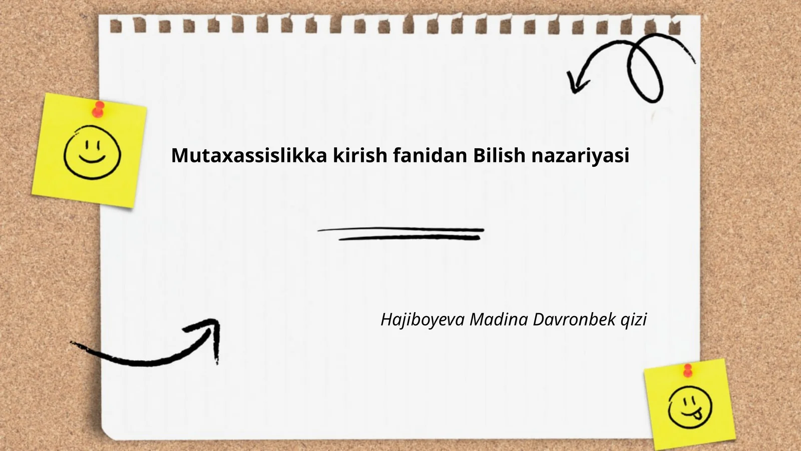 Mutaxassislikka kirish fanidan Bilish nazariyasi