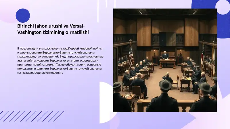 Birinchi jahon urushi va Versal-Vashington tizimining o‘rnatilishi