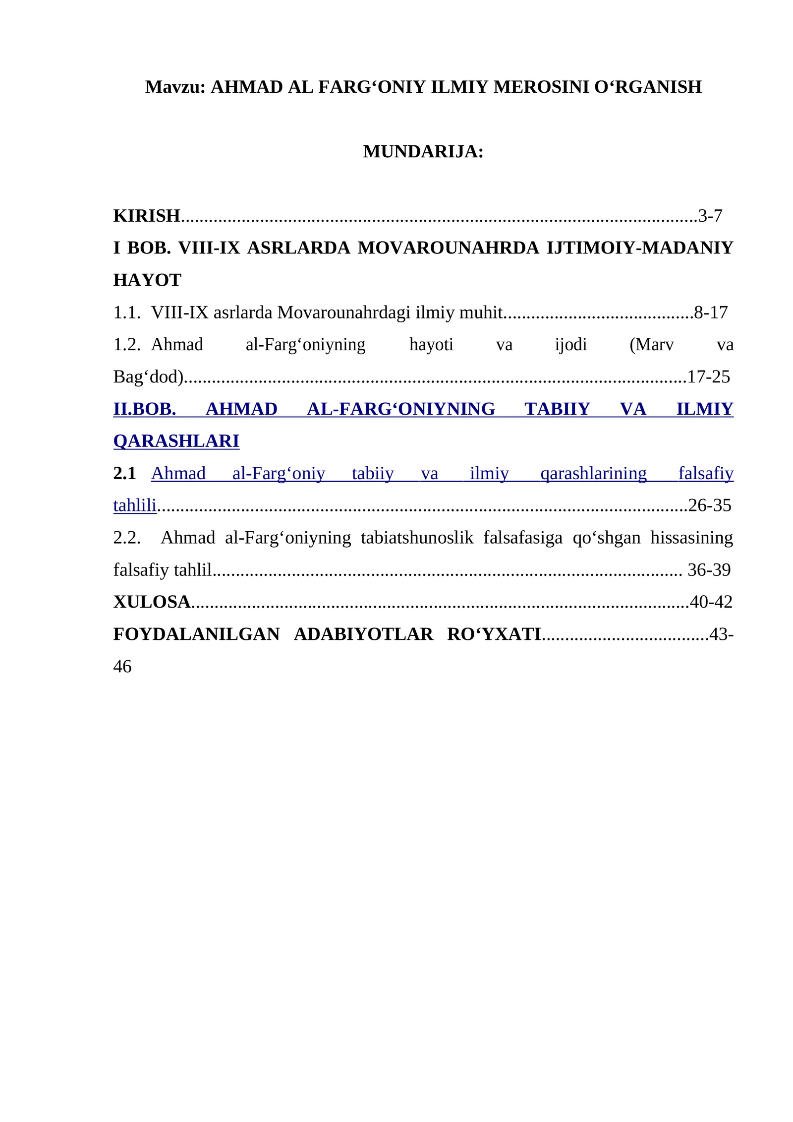 AHMAD AL FARG‘ONIY ILMIY MEROSINI O‘RGANISH