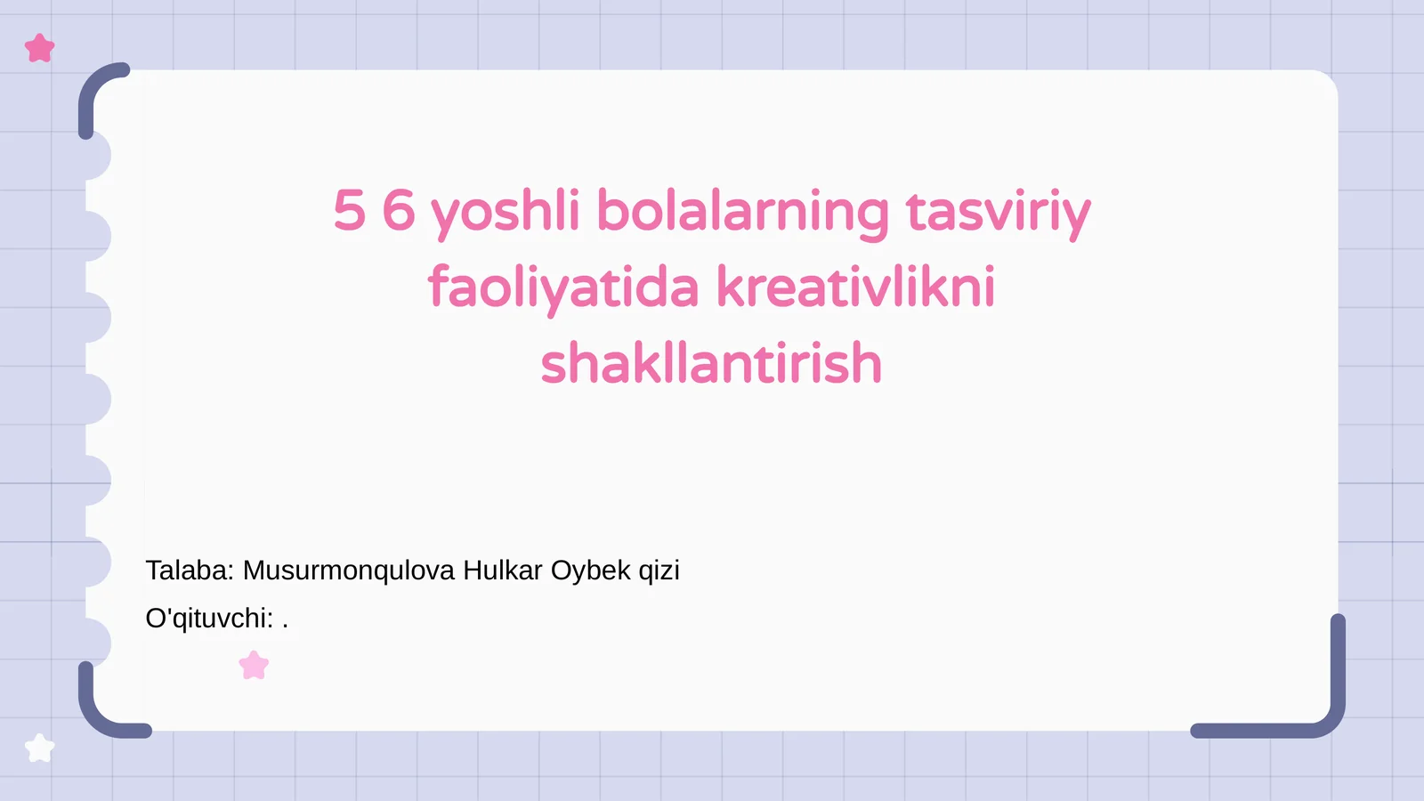 5 6 yoshli bolalarning tasviriy faoliyatida kreativlikni shakllantirish