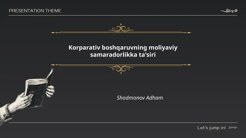 Korparativ boshqaruvning moliyaviy samaradorlikka ta'siri