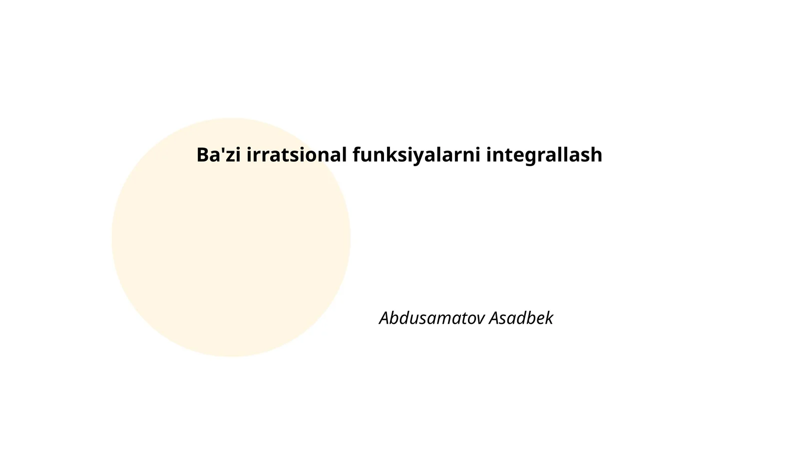 Ba'zi irratsional funksiyalarni integrallash