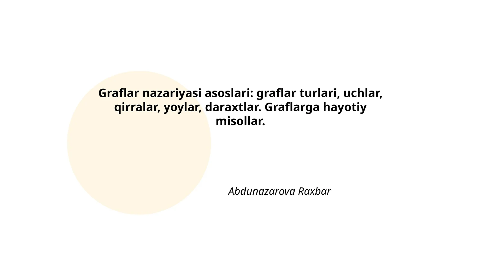 Graflar nazariyasi asoslari