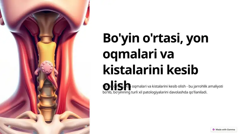 Bo'yin o'rtasi, yon oqmalari va kistalarini kesib olish