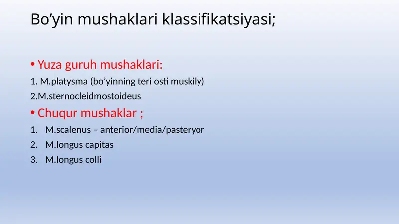 Anatomiya boʻyin muskullari