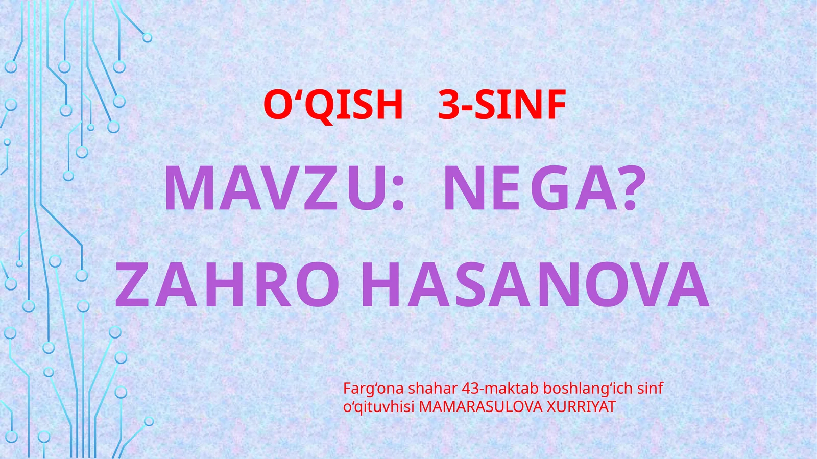 O‘QISH 3-SINF