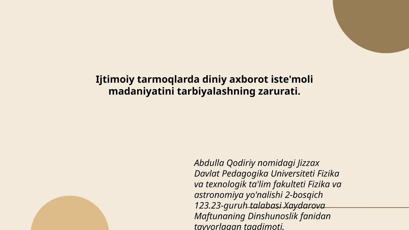 Ijtimoiy tarmoqlarda diniy axborot iste'moli madaniyatini tarbiyalashning zarurati