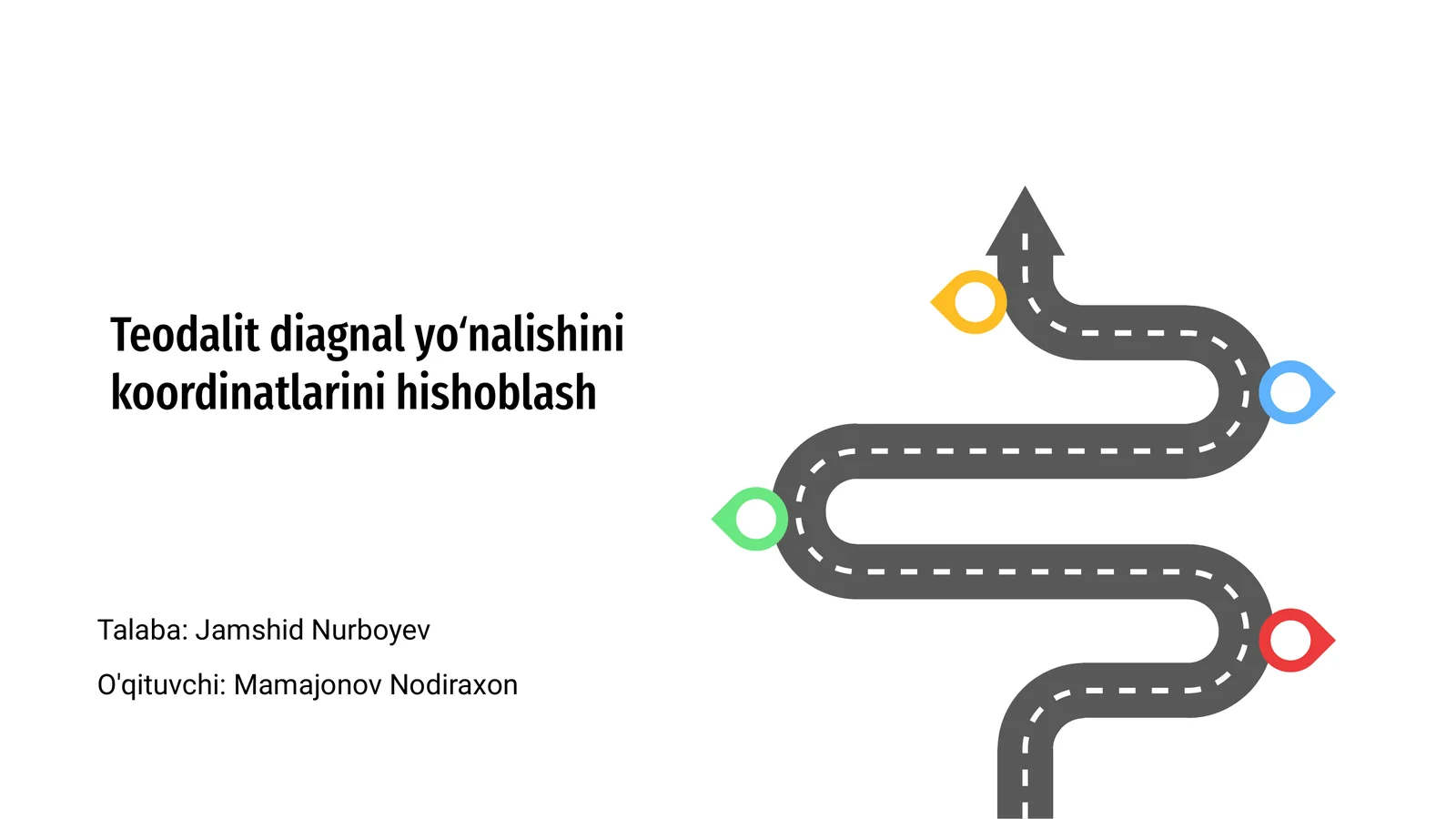 Teodalit diagnal yoʻnalishini koordinatlarini hishoblash