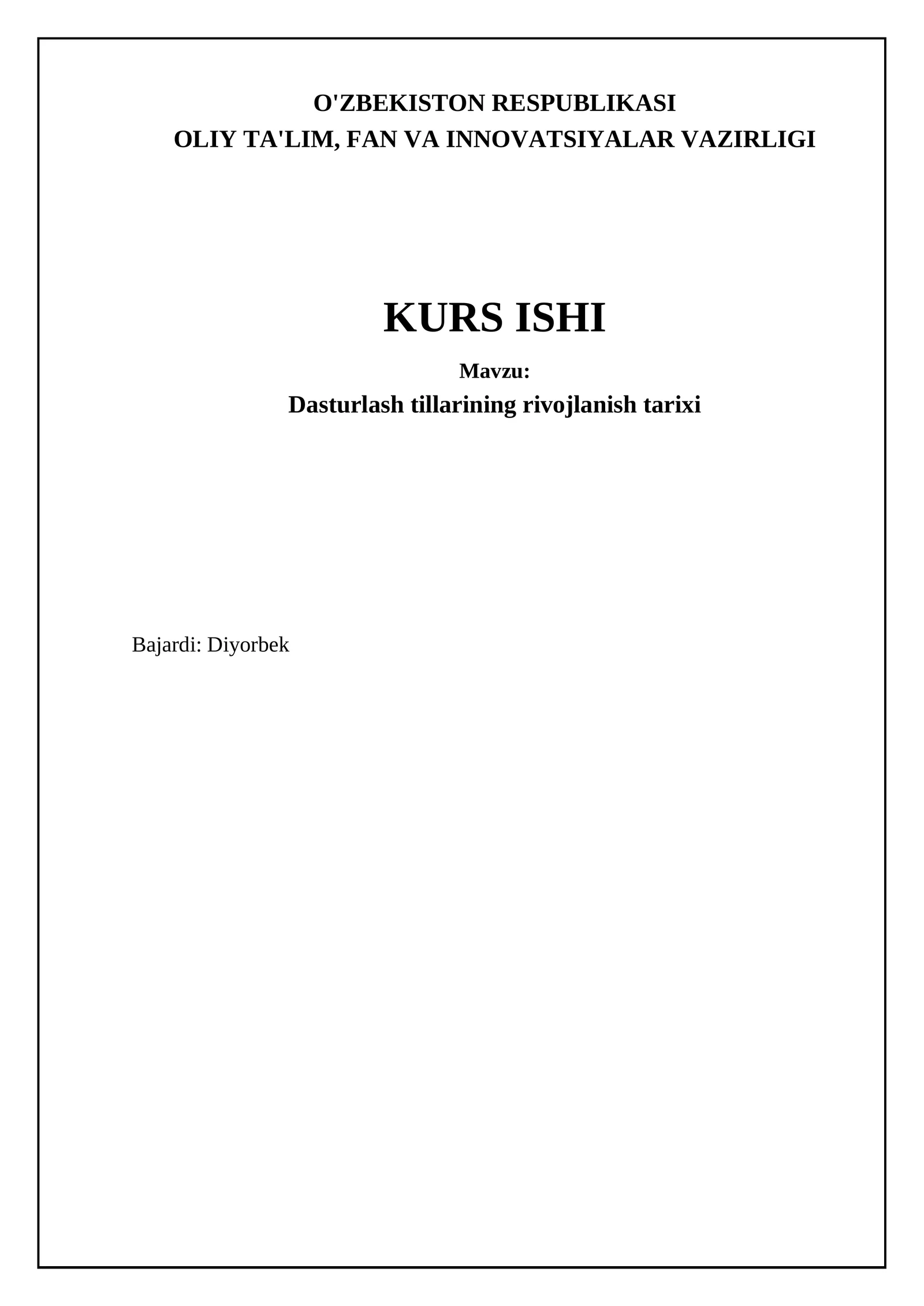 Dasturlash tillarining rivojlanish tarixi