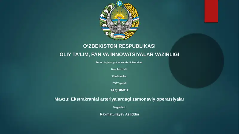 Ekstrakranial arteriyalardagi zamonaviy operatsiyalar