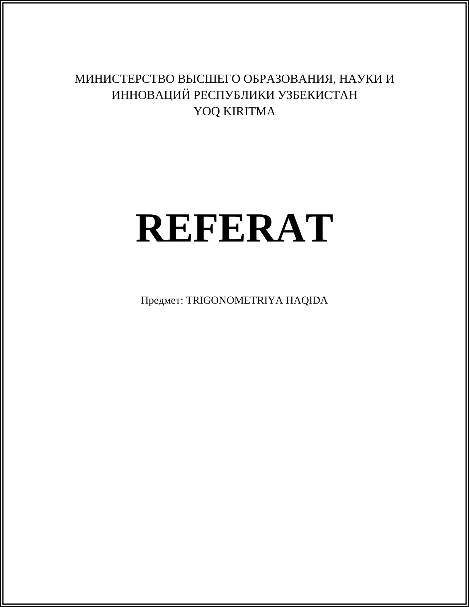 TRIGONOMETRIYA HAQIDA