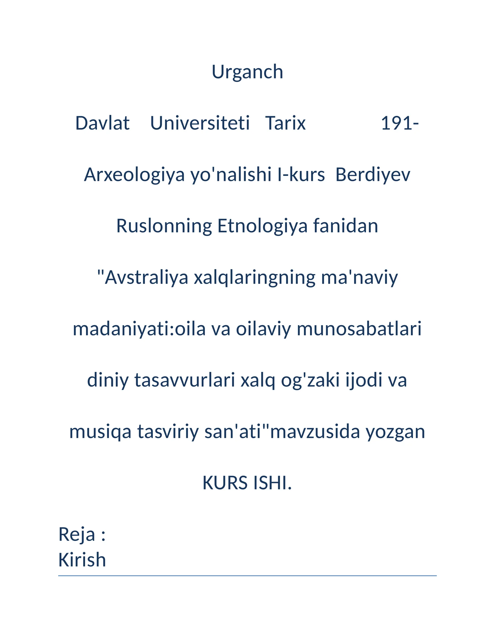 Avstraliya xalqlaringning ma'naviy madaniyati