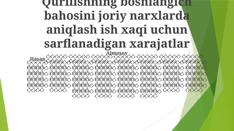 Qurilishning boshlangich bahosini joriy narxlarda aniqlash ish xaqi uchun sarflanadigan xarajatlar