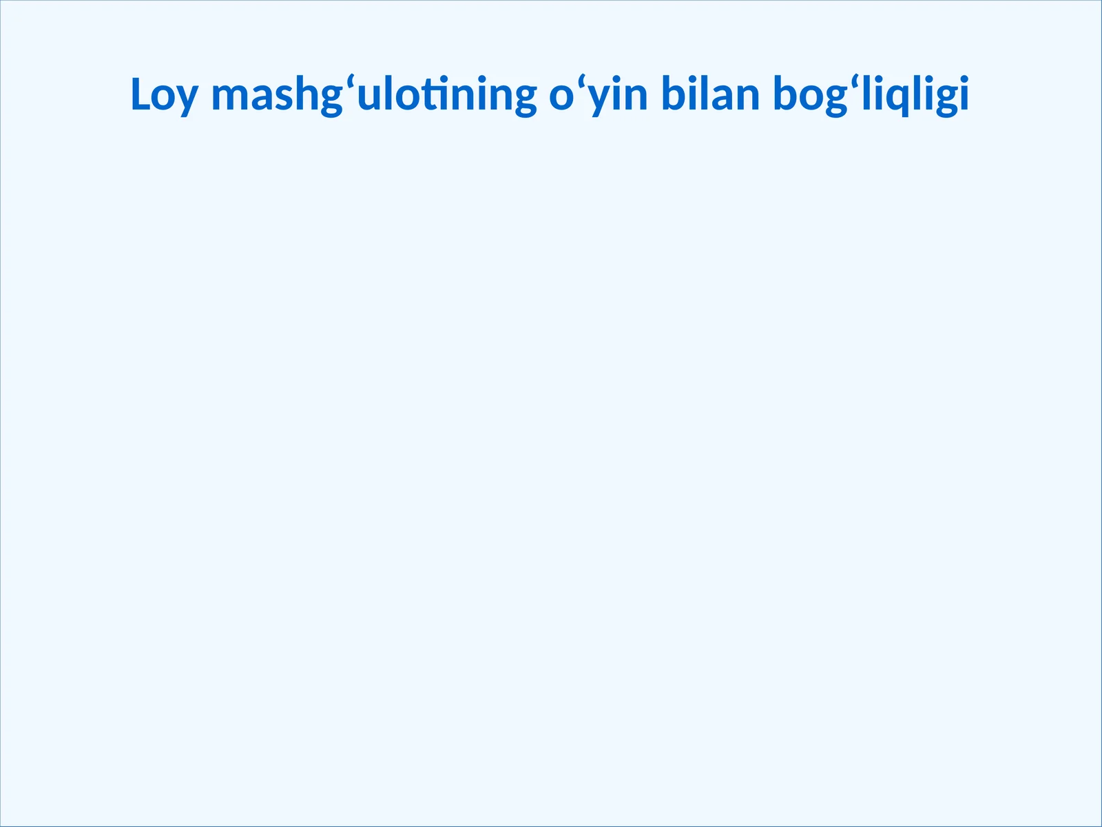 Loy mashg‘ulotining o‘yin bilan bog‘liqligi
