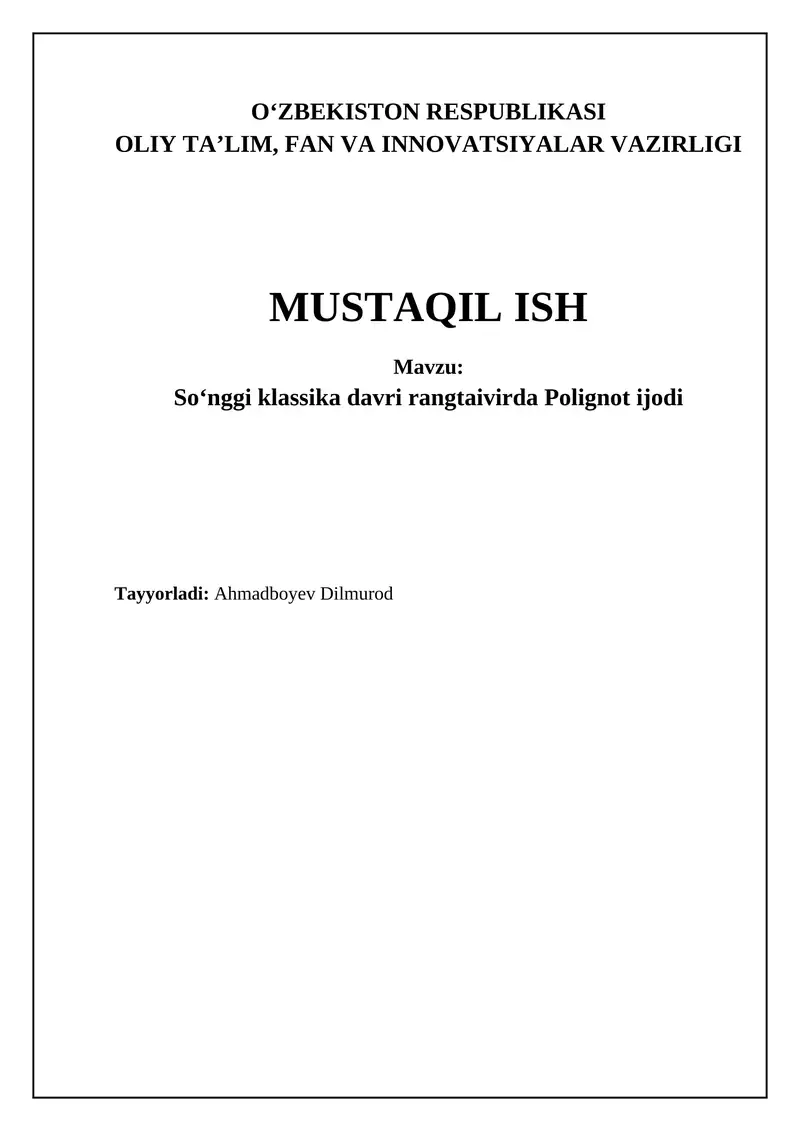 Soʻnggi klassika davri rangtaivirda Polignot ijodi