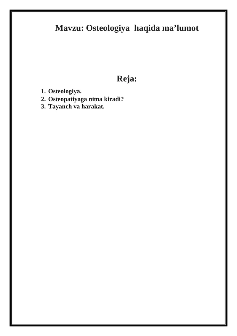 Osteologiya haqida ma’lumot