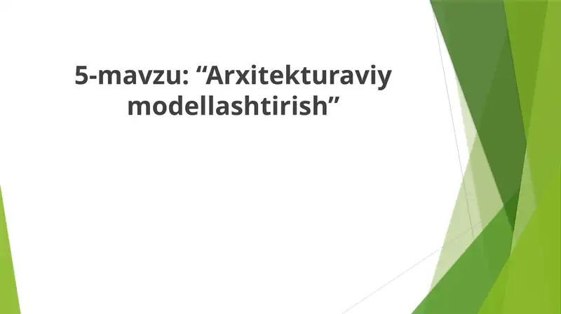 "Arxitekturaviymodellashtirish"