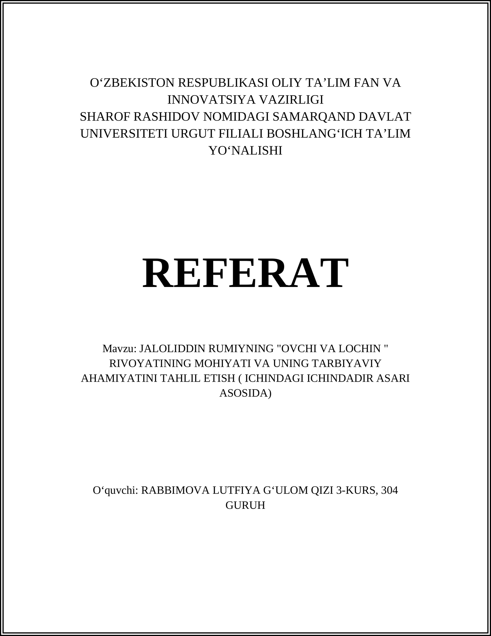 Ovchi va lochin rivoyati