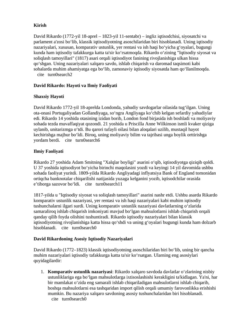 David Rikardo (1772-yil 18-aprel – 1823-yil 11-sentabr): Engliz iqtisodchisi