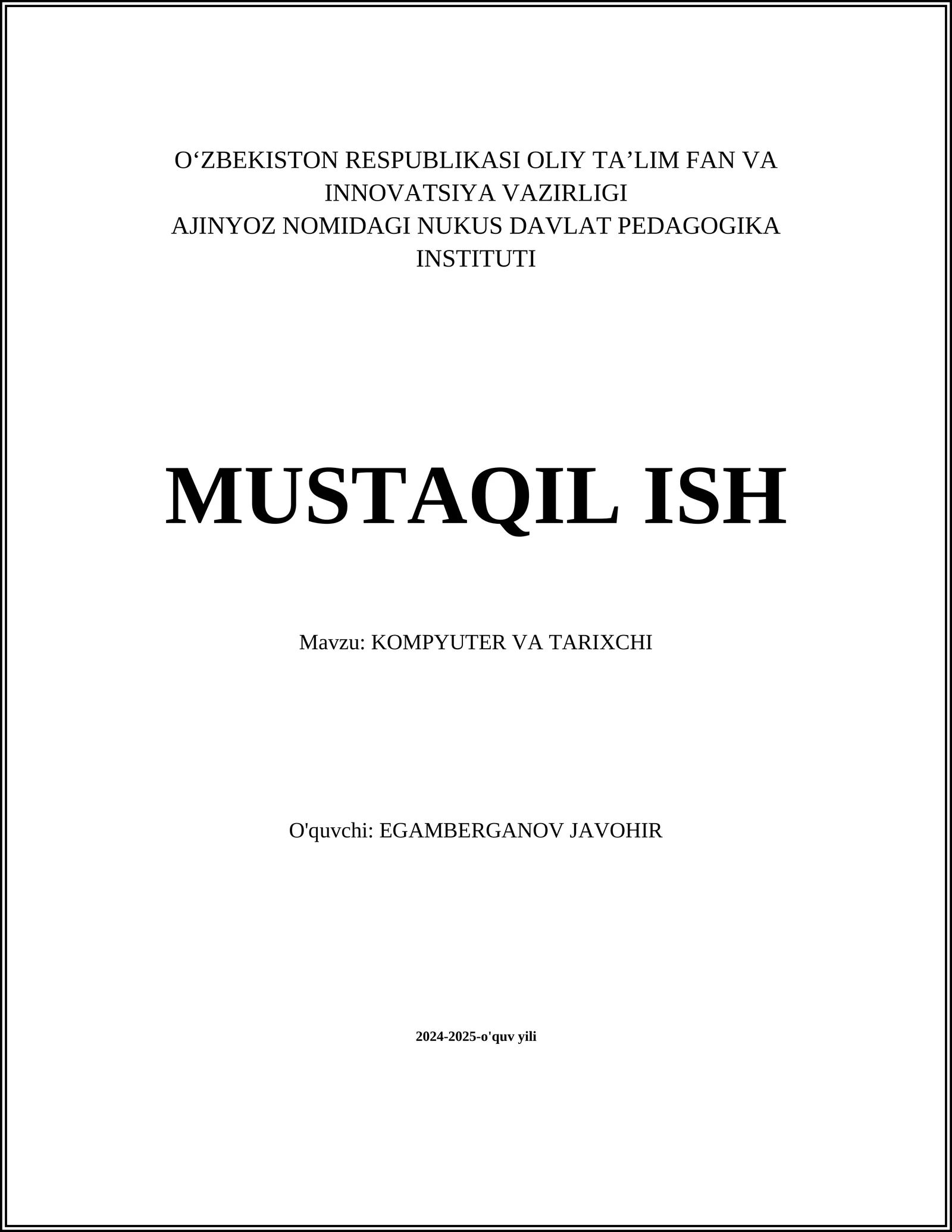 KOMPYUTER VA TARIXCHI