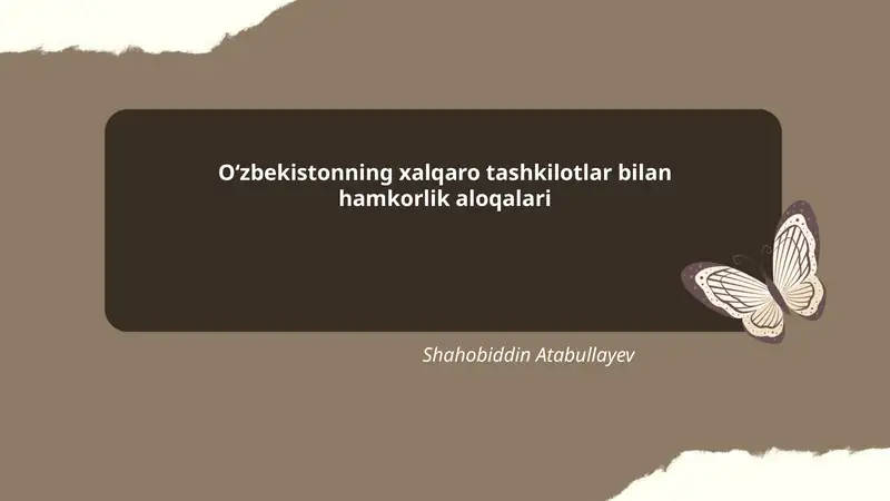 O‘zbekistonning xalqaro tashkilotlar bilan hamkorlik aloqalari