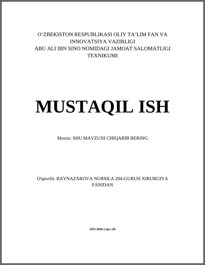 SHU MAVZUNI CHIQARIB BERING