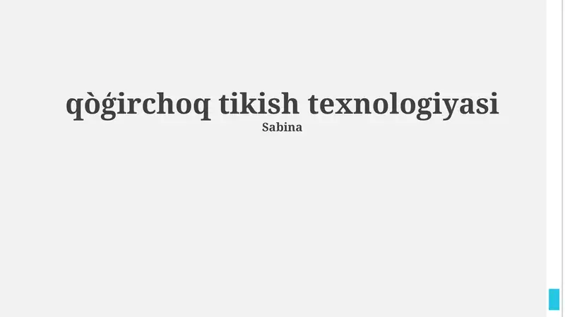 Qo'g'irchoq Tikish Texnologiyasi