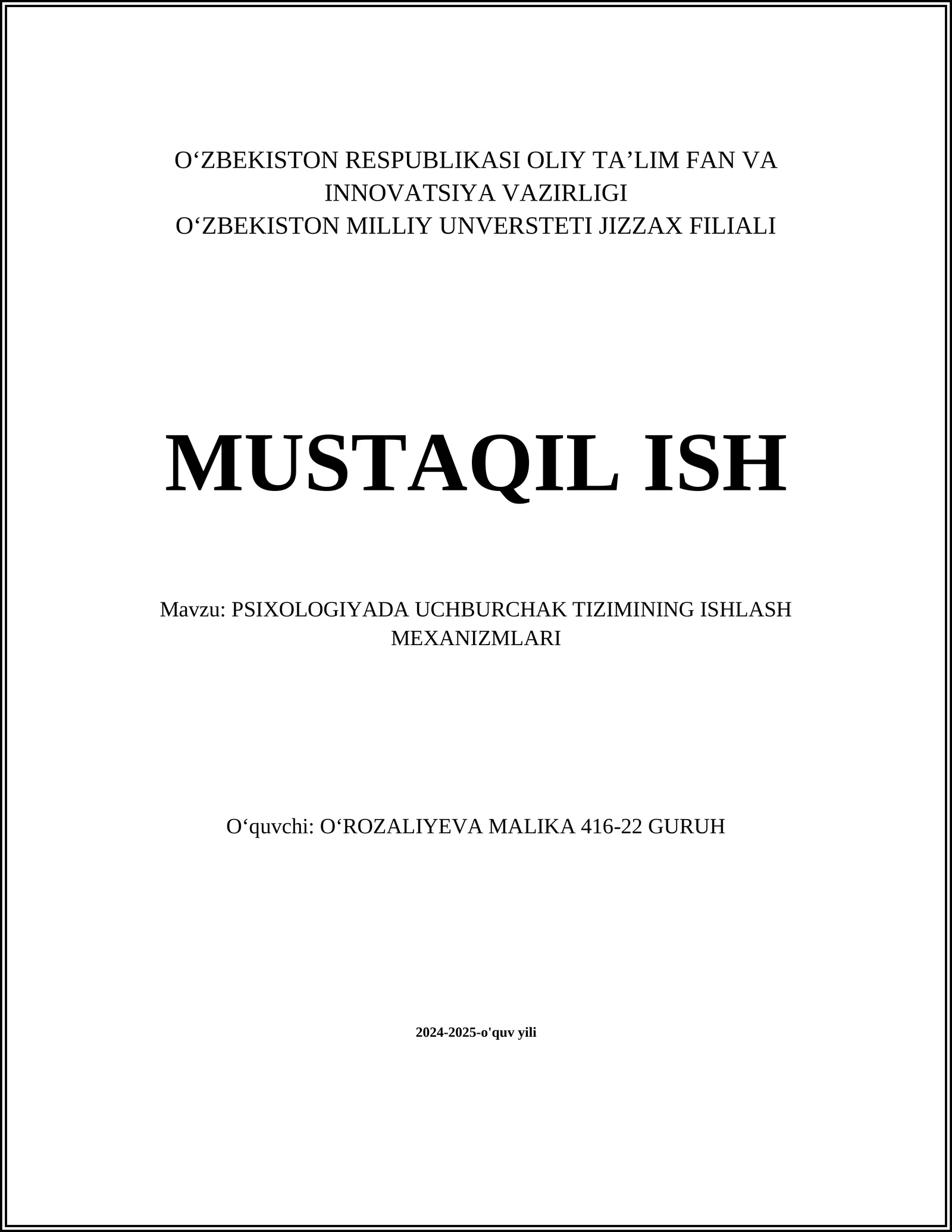 Uchburchak tizimining psixologik asoslari