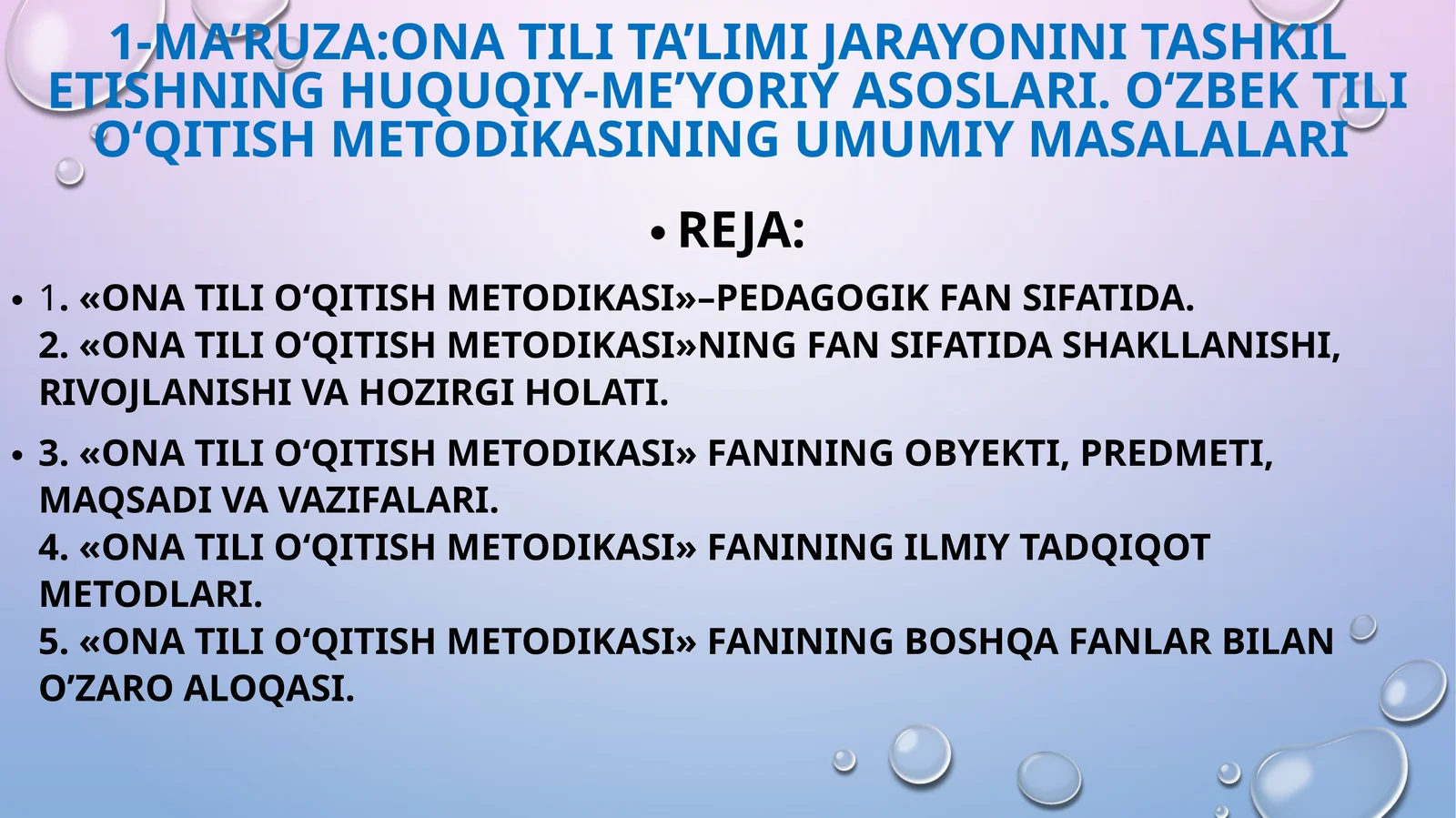 Ona tilini o'qitish metodikasi