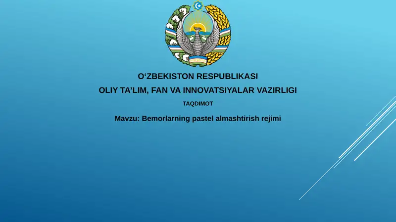 Bemorlarning pastel almashtirish rejimi