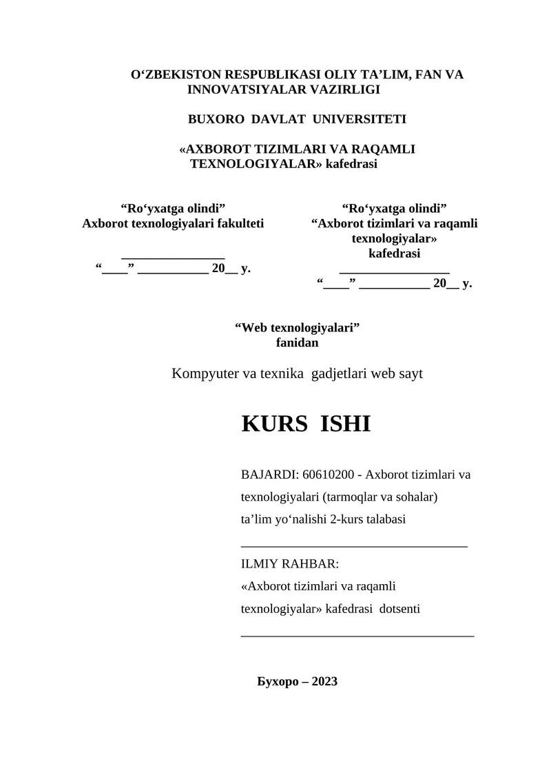 Kompyuter va texnika  gadjetlari web sayt