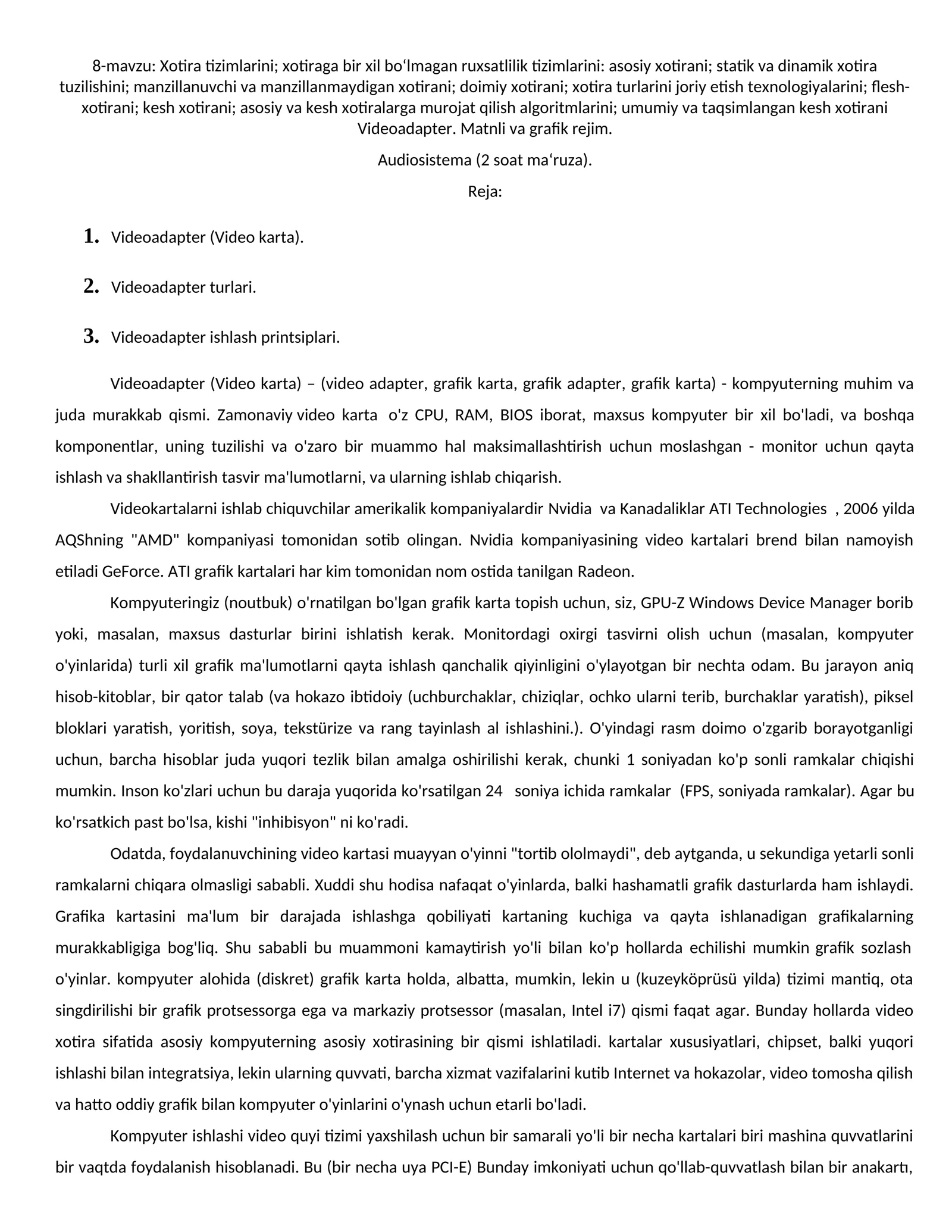 Videoadapter (Video karta)