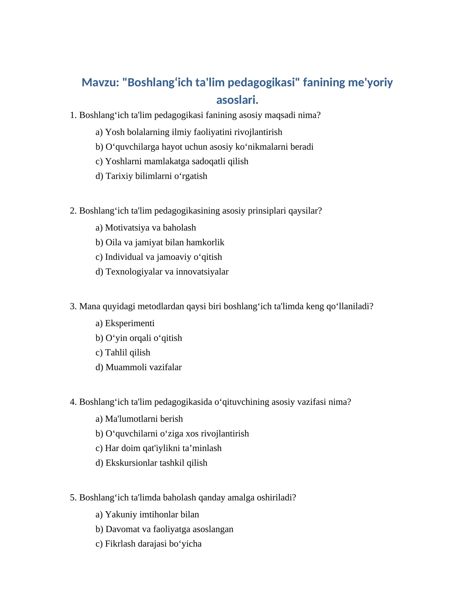 Boshlang'ich ta'lim pedagogikasi