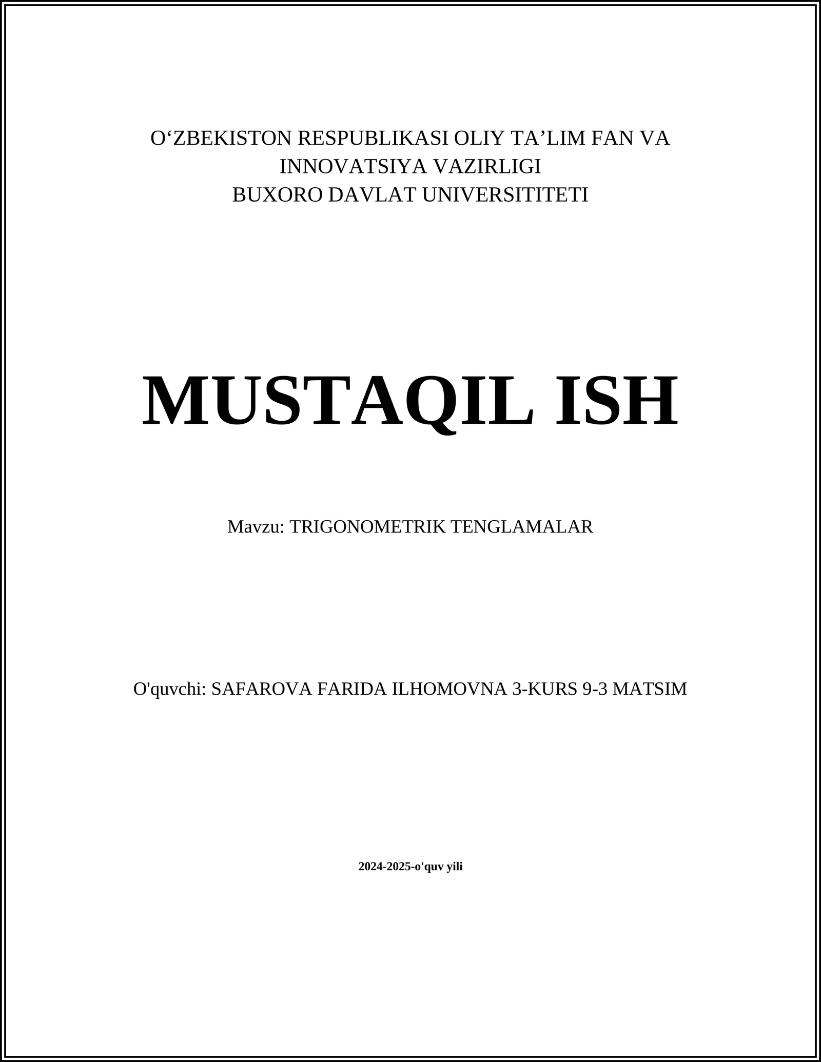 TRIGONOMETRIK TENGLAMALAR