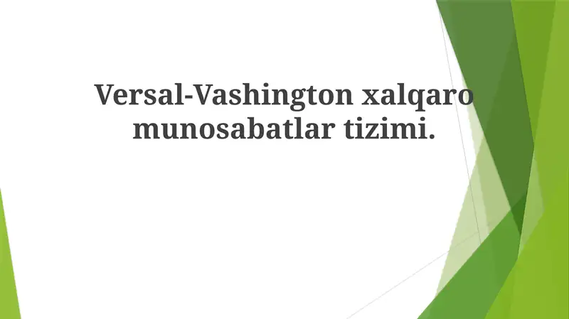 Versal-Vashington Xalqaro Munosabatlar Tizimi