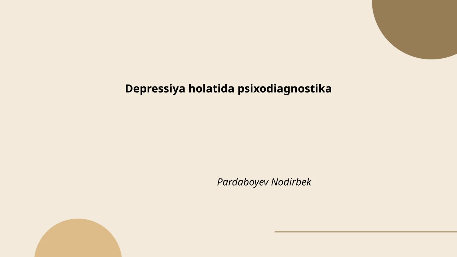Depressiya holatida psixodiagnostika