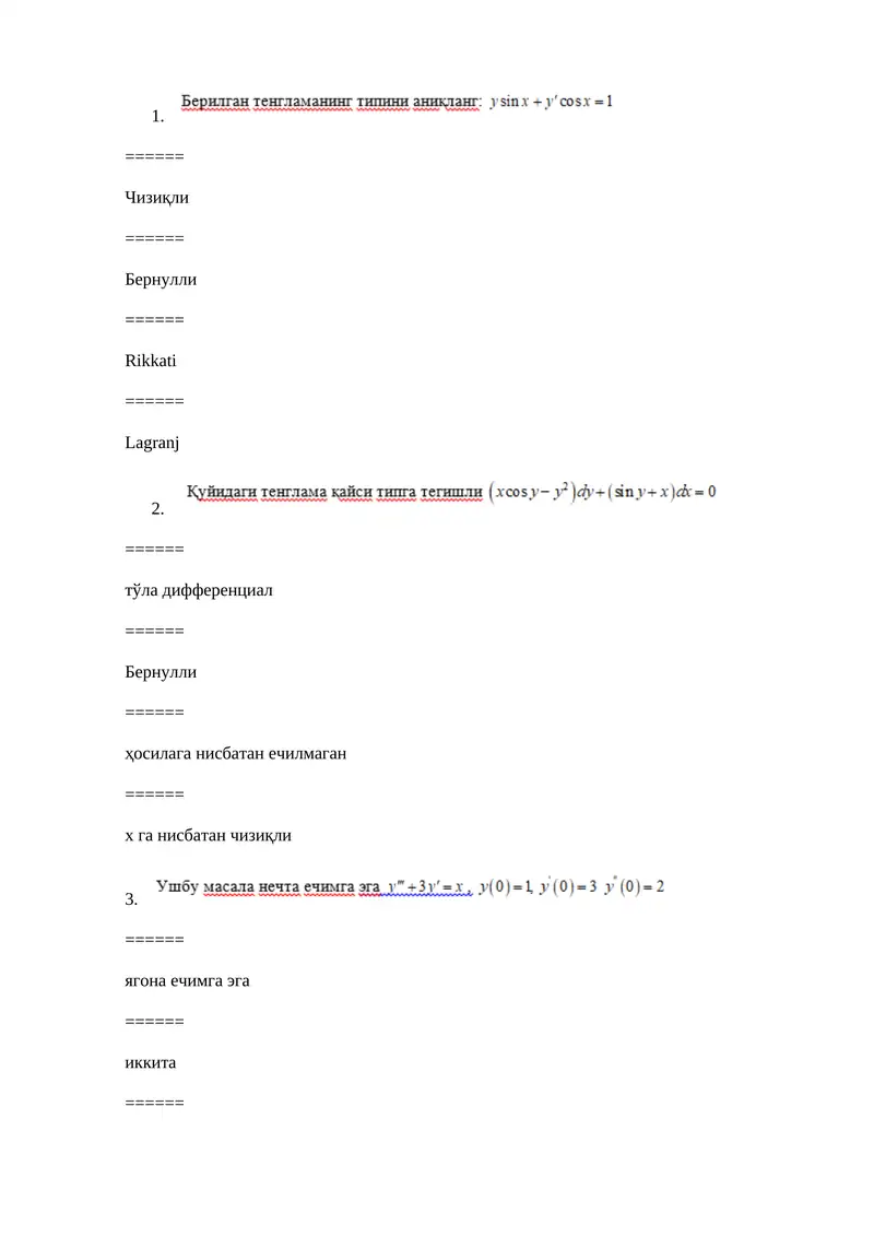 diffirensial tenglamalar